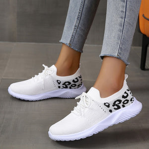 Ladies Round Toe Mesh Breathable Flat Sneakers