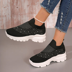 Women's Flyknit Mesh Rhinestone Casual Shoes