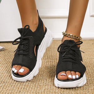 Summer new thick-soled flying woven soft-soled casual sandals