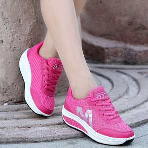 Autumn women's mesh thick-soled sports shoes