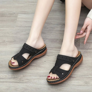 Fashion personality solid color platform women's slippers