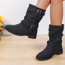 Cargar imagen en el visor de la galería, Women&#39;s Ankle Boots With Buckle Retro Combat Ankle Boots Fall Winter PU Leather Short Boots
