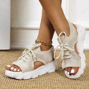 Summer new thick-soled flying woven soft-soled casual sandals