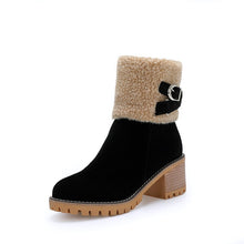 Cargar imagen en el visor de la galería, Women&#39;s thick heel leather buckle warm boots
