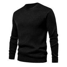 Cargar imagen en el visor de la galería, Mens Autumn And Winter Casual Loose Knitted Checkered Round Neck Hatless Versatile Long Sleeve Sweater
