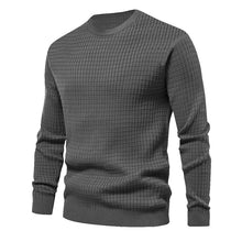 Cargar imagen en el visor de la galería, Mens Autumn And Winter Casual Loose Knitted Checkered Round Neck Hatless Versatile Long Sleeve Sweater
