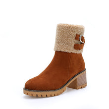 Cargar imagen en el visor de la galería, Women&#39;s thick heel leather buckle warm boots
