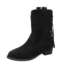 Cargar imagen en el visor de la galería, Winter tassel thick heel pointed toe high boots
