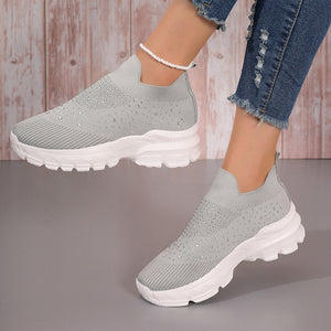 Women's Flyknit Mesh Rhinestone Casual Shoes