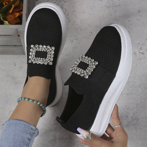 Women's Mesh Rhinestone Thick Sole Casual Shoes