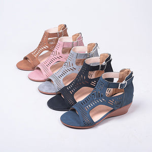 Women's Summer Hollow Wedge Buckle Comfortable Sandals