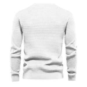 Mens Autumn And Winter Casual Loose Knitted Checkered Round Neck Hatless Versatile Long Sleeve Sweater