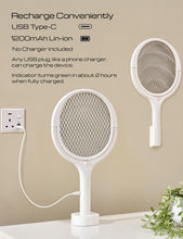 Load image into Gallery viewer, Rotating Head Rechargeable Fly Swatter with Telescopic Extensions
