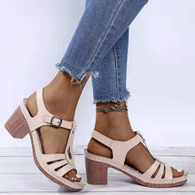 Cargar imagen en el visor de la galería, Summer women&#39;s metal buckle hollow high-heeled sandals
