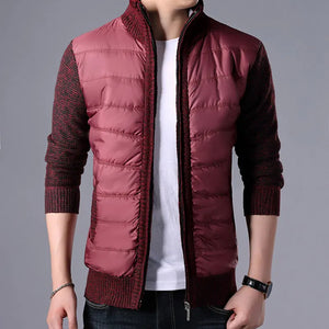 Men's CardiganFashion Patchwork knitted Zipper Stand Collar Thick Jackets