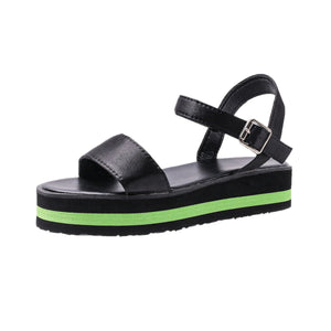 Women's Color Block Round Toe Buckle Sandals