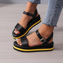 Cargar imagen en el visor de la galería, Women&#39;s Color Block Round Toe Buckle Sandals
