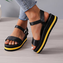 Cargar imagen en el visor de la galería, Women&#39;s Color Block Round Toe Buckle Sandals
