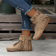 Load image into Gallery viewer, Women&#39;s Suede Fringe Drop Round Toe Flat Boots
