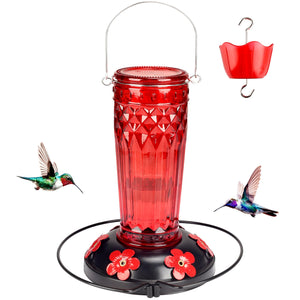 Glass Hummingbird Feeder, 6 Feeding Ports