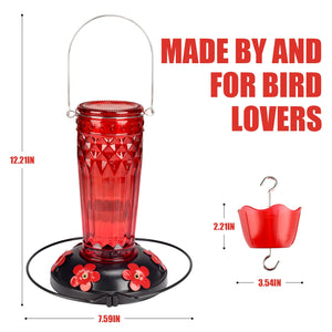 Glass Hummingbird Feeder, 6 Feeding Ports