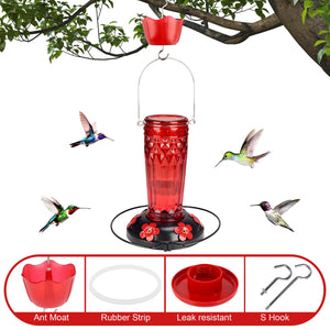 Glass Hummingbird Feeder, 6 Feeding Ports