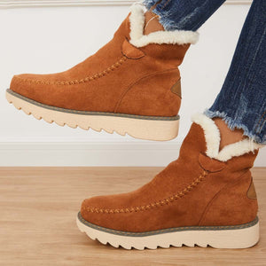 2024 New Ladies Thick Sole Solid Color Overfoot Warm Short Boots