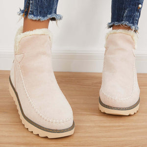 2024 New Ladies Thick Sole Solid Color Overfoot Warm Short Boots