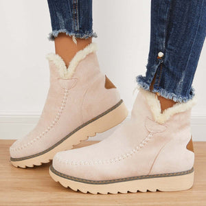 2024 New Ladies Thick Sole Solid Color Overfoot Warm Short Boots