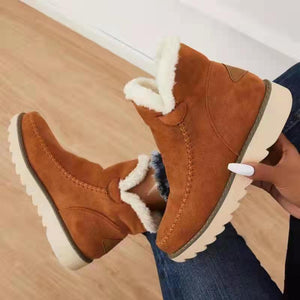 2024 New Ladies Thick Sole Solid Color Overfoot Warm Short Boots