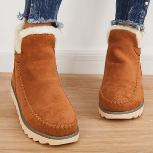 2024 New Ladies Thick Sole Solid Color Overfoot Warm Short Boots