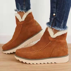 2024 New Ladies Thick Sole Solid Color Overfoot Warm Short Boots