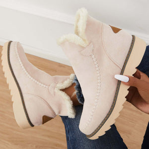 2024 New Ladies Thick Sole Solid Color Overfoot Warm Short Boots