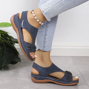 2024 New Retro Casual Flower Wedge Women's Sandals