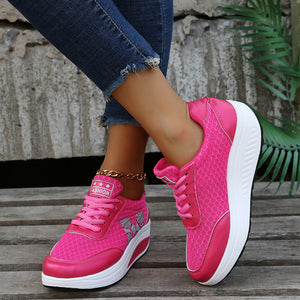 Autumn women's mesh thick-soled sports shoes