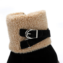 Cargar imagen en el visor de la galería, Women&#39;s thick heel leather buckle warm boots
