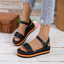 Cargar imagen en el visor de la galería, Women&#39;s Color Block Round Toe Buckle Sandals
