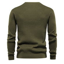 Cargar imagen en el visor de la galería, Mens Autumn And Winter Casual Loose Knitted Checkered Round Neck Hatless Versatile Long Sleeve Sweater
