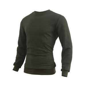 Mens Autumn And Winter Casual Loose Knitted Checkered Round Neck Hatless Versatile Long Sleeve Sweater