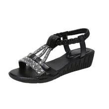 Cargar imagen en el visor de la galería, Women&#39;s Casual Rhinestone Wedge Round Toe Sandals
