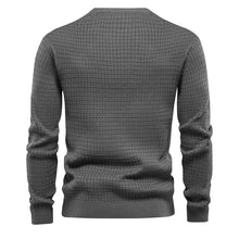 Cargar imagen en el visor de la galería, Mens Autumn And Winter Casual Loose Knitted Checkered Round Neck Hatless Versatile Long Sleeve Sweater
