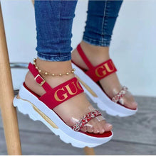 Cargar imagen en el visor de la galería, Women&#39;s platform sandals with rhinestones
