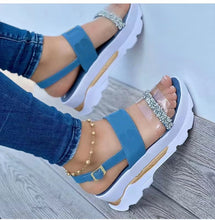 Cargar imagen en el visor de la galería, Women&#39;s platform sandals with rhinestones
