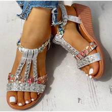 Cargar imagen en el visor de la galería, Women&#39;s Casual Rhinestone Wedge Round Toe Sandals
