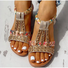 Cargar imagen en el visor de la galería, Women&#39;s Casual Rhinestone Wedge Round Toe Sandals
