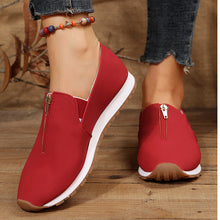 Load image into Gallery viewer, Ladies Front Zipper Pointed Toe Flat Elastic Shoes for Women
