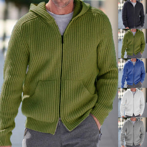 Men Hooded Knitted Sweater Jumper Cardigan Outwear Hooide Casual Long Sleeve Top