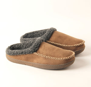 Men's Microsuede Moc Toe Clog Cuff Slipper