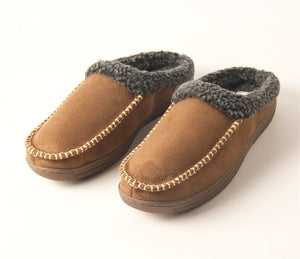 Men's Microsuede Moc Toe Clog Cuff Slipper