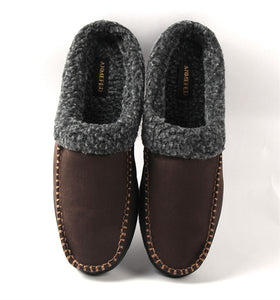 Men's Microsuede Moc Toe Clog Cuff Slipper